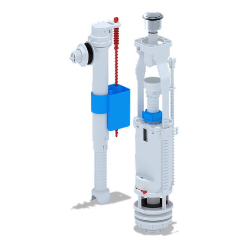 Набор для бачка унитаза с боковой подводкой 1/2'с пластиковым щтуцером кнопка хром | код WC8010C | АНИ пласт (2шт. в упак.)