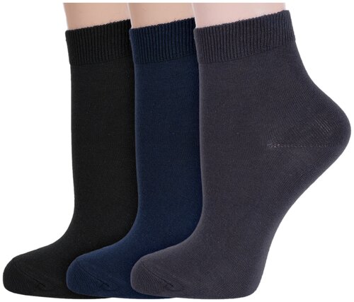 Носки RuSocks, 3 пары, размер 25, серый, синий, черный, мультиколор