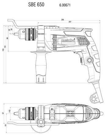 дрель ударная METABO SBE 650 650Вт - фото №2
