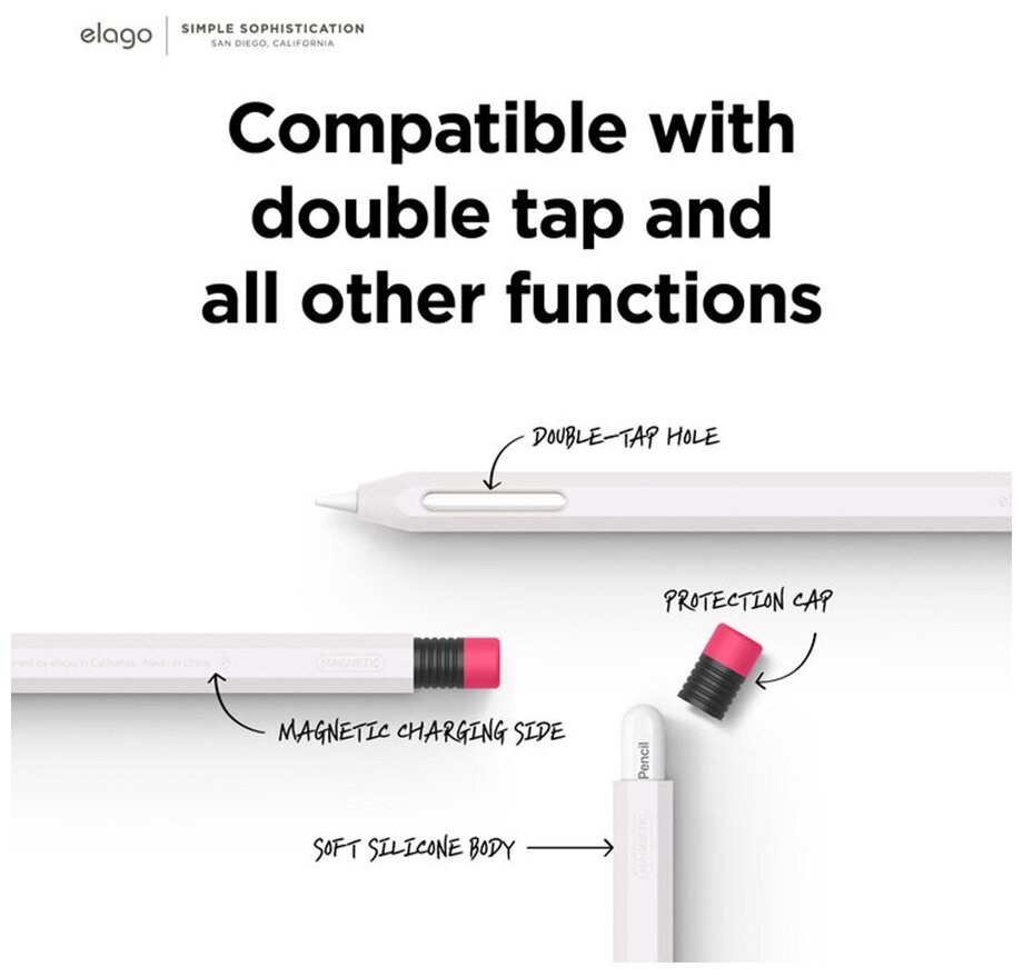 Чехол для Apple Pencil 2 Elago Silicone Case White [EAPEN2-SC-WH]