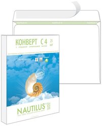 Конверты Nautilus, ЭКО, С4, (229х324мм), стрип, 90г, 25шт/уп