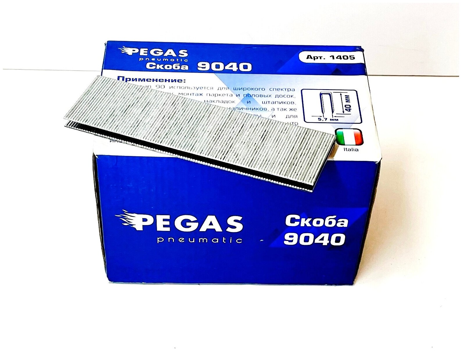 Скоба для степлера(узкая) PEGAS 9040 тип 90(18GA) 40мм, упаковка 5000шт. - фотография № 1