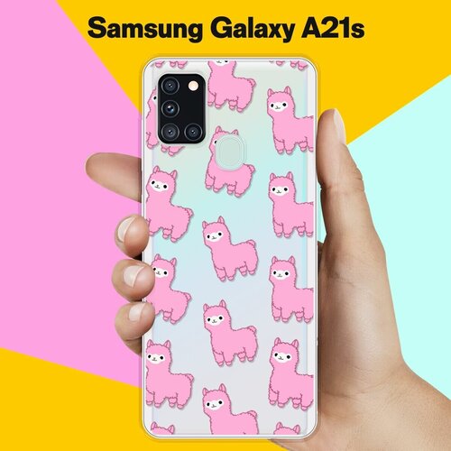 Силиконовый чехол Ламы на Samsung Galaxy A21s силиконовый чехол на samsung galaxy a21s самсунг а21с silky touch premium с принтом limited edition розовый