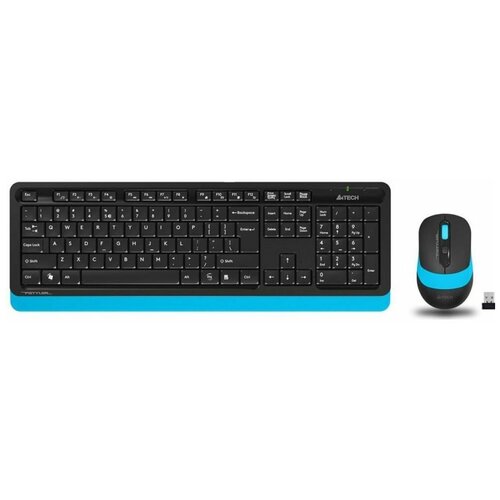 Клавиатура + мышь A4 FG1010 клав:черный/синий мышь:черный/синий USB беспроводная
