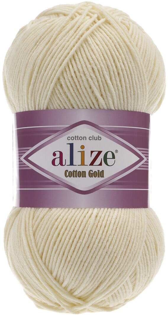Пряжа для вязания ALIZE 'Cotton gold', 100г, 330м (55% хлопок, 45% акрил), ТУ (01 молочный), 5 мотков
