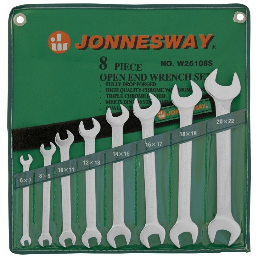 Набор ключей гаечных рожковых в сумке 6-22 мм 8 предметов Jonnesway