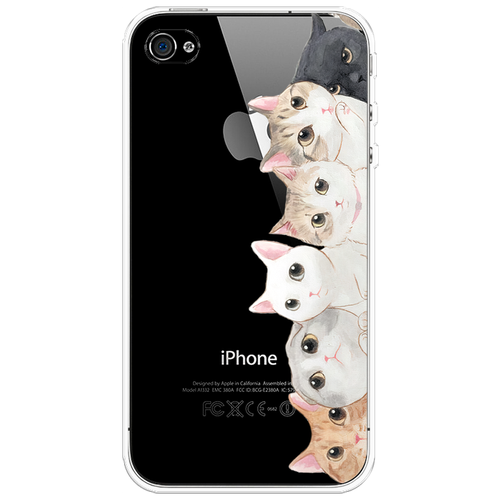Силиконовый чехол на Apple iPhone 4/4S / Айфон 4/4S Котики, прозрачный силиконовый чехол на apple iphone 4 4s айфон 4 4s пальмовые ветви арт прозрачный