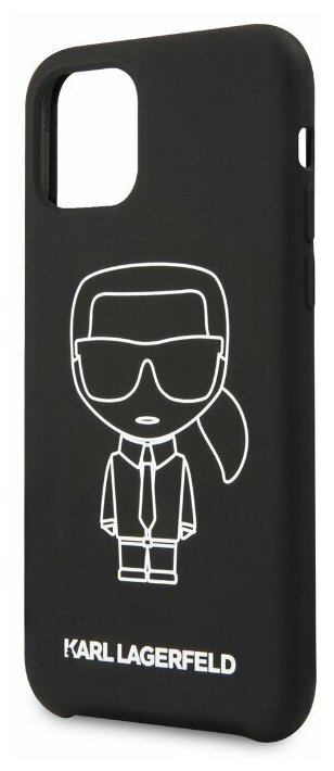 Чехол Karl Lagerfeld Liquid silicone Ikonik outlines Hard для iPhone 11, черный/белый