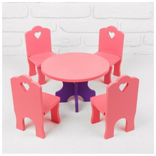 Мебель кукольная Столик со стульчиками, 5 деталей комплект мебели mealux столик стульчик лампа bd 10 grey столешница белая пластик серый