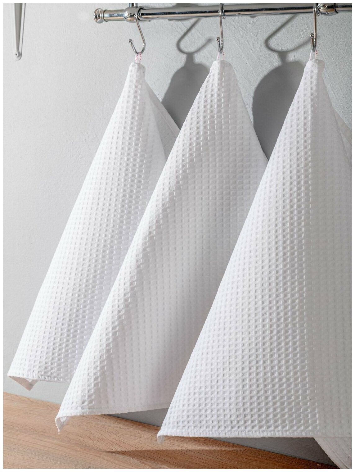 Набор кухонных полотенец вафельные / полотенца для кухни 45x60 3 шт AVICTORY белый - фотография № 3