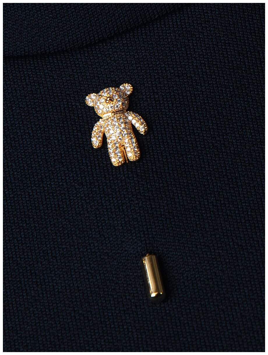 Брошь бижу медведь Teddy Bear на платье с замком булавка и камнями золотой цвет 