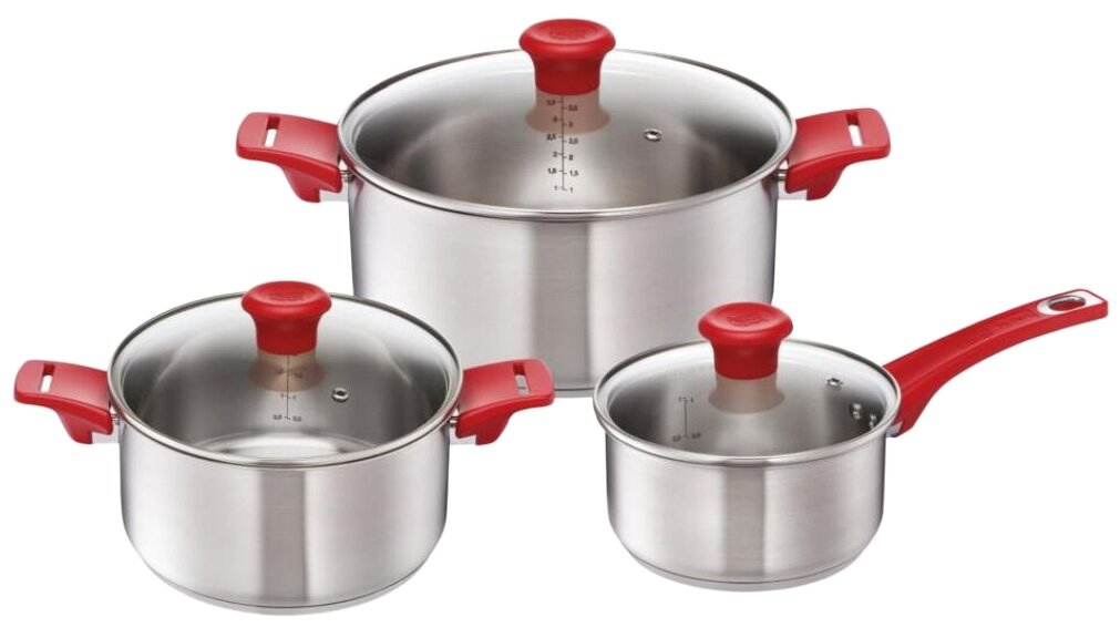 Набор посуды Tefal Jamie Oliver 6 предметов 1,5/3/4,7л 16/20/24см H802S674