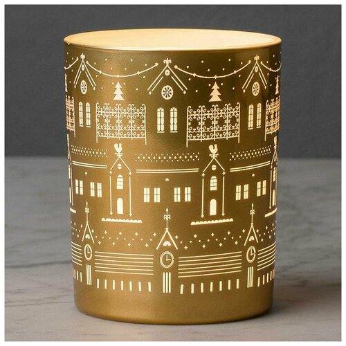 Подсвечник Candle Holder Christmas Houses Gold