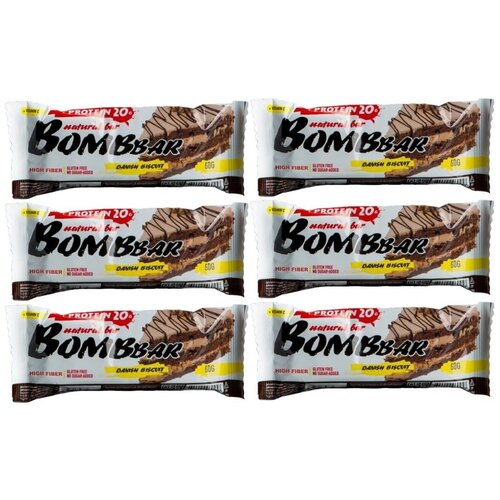 фото Протеиновый батончик bombbar protein bar 6 x 60 г, датский бисквит