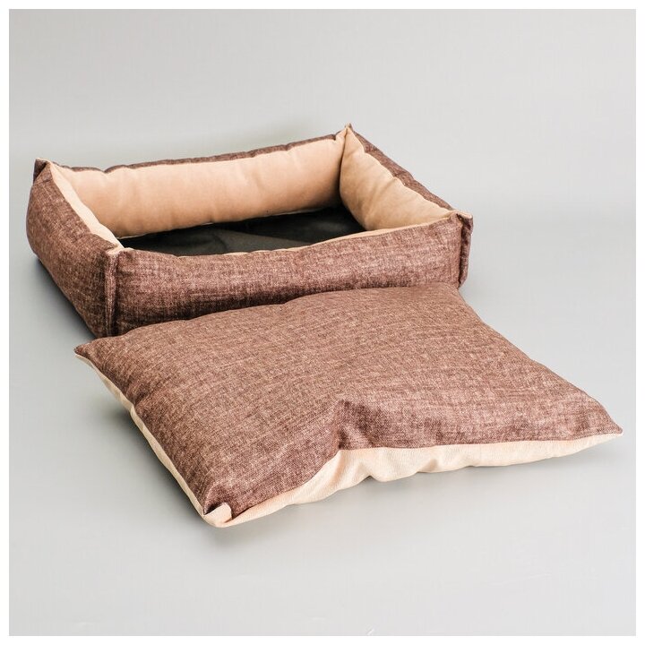 Лежанка под замшу с двусторонней подушкой, 54 х 42 х 11 см, мебельная ткань, микс цветов - фотография № 6