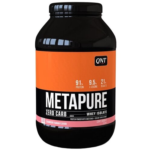 Протеин QNT Metapure Zero Carb, 908 гр., клубника-банан qnt metapure zero carb 2000 гр лимон меренга