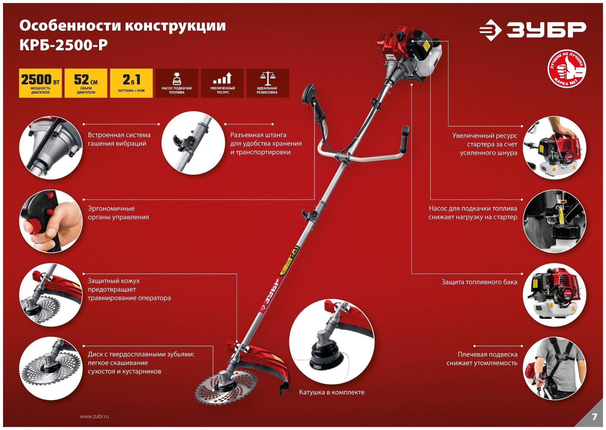 Триммер бензиновый ЗУБР , разборная штанга - фото №15