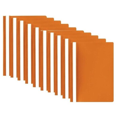 BRAUBERG Папка-скоросшиватель А4, пластик 130/180 мкм, 10 шт, оранжевый скоросшиватель brauberg 228673 комплект 75 шт