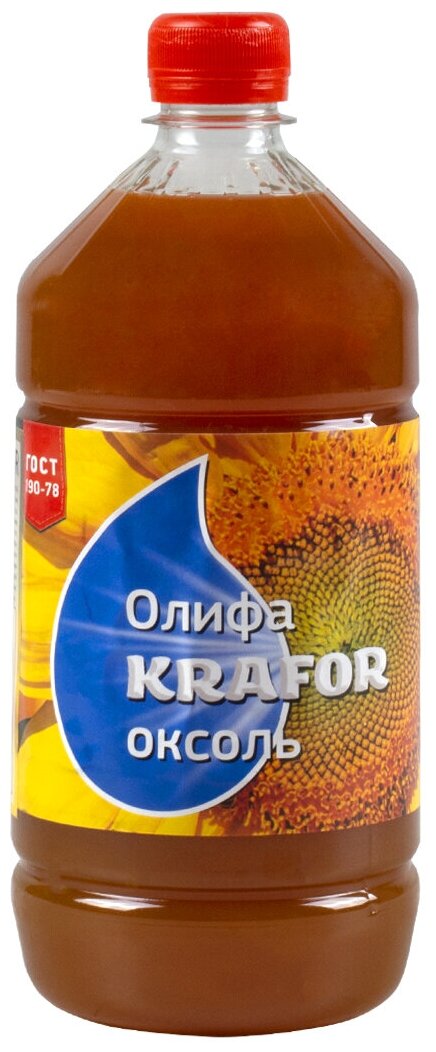 Олифа Оксоль Krafor, для деревянных и металлических поверхностей, 1 л, бесцветная