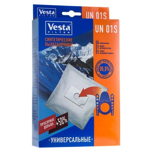 Vesta filter Синтетические пылесборники UN 01S, белый, 4 шт. vesta filter бумажные пылесборники ph 01 5 шт