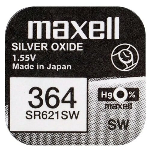 батарейка maxell 364 5шт sr60 элемент питания максел 364 sr621sw Элемент питания MAXELL, 364 SR621SW/10BOX G1 Hologram, 10 штук в блистере