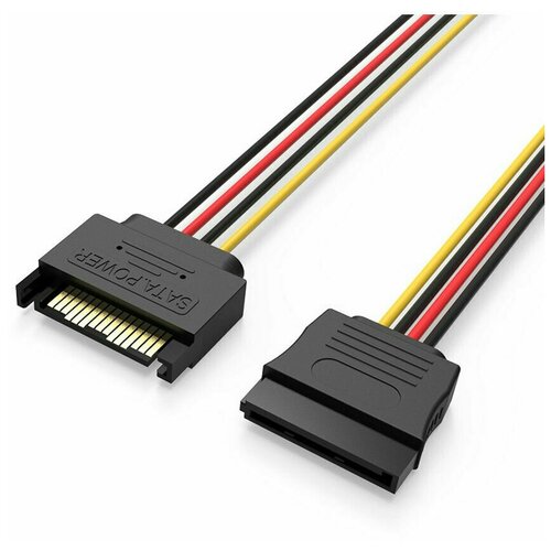 Vention Кабель SATA 15 pin M (папа)SATA 15 pin F(мама) 30см, удлинитель питания Сата для жестких дисков арт. KDABY кабель питания разветвитель vention sata 15pin m 2 x sata 15pin f угол 90 0 15 м