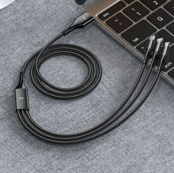 USB кабел USB черный / Универсальный кабель с юсб на лайтнинг тайп си