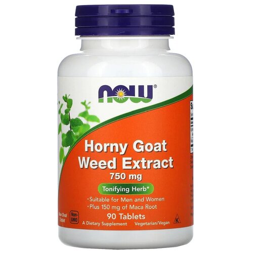 Таблетки NOW Horny Goat Weed extract, 190 г, 750 мг, 90 шт.