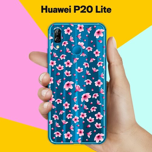 силиконовый чехол цветы розовые на huawei y8p Силиконовый чехол Цветы розовые на Huawei P20 Lite