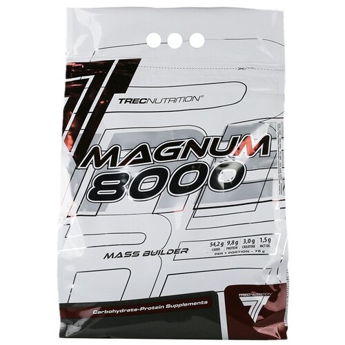 Гейнер Trec Nutrition Magnum 8000, 1000 г, клубника гейнер для набора массы 5450 гр trec nutrition magnum 8000 вкус шоколад