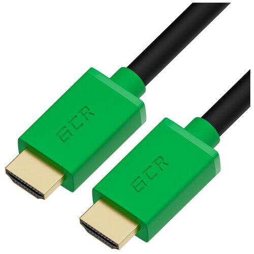 gcr кабель prof 7 5m hdmi 2 0 черный eco soft капрон al корпус черный hdr 4 4 4 ultra hd 4k 60hz 5k 30hz 3d 18 0 гбит с 28awg gcr 54990 greenconnect gcr 54990 Кабель GCR HDMI - HDMI (GCR), 0.5 м, 1 шт., зеленый