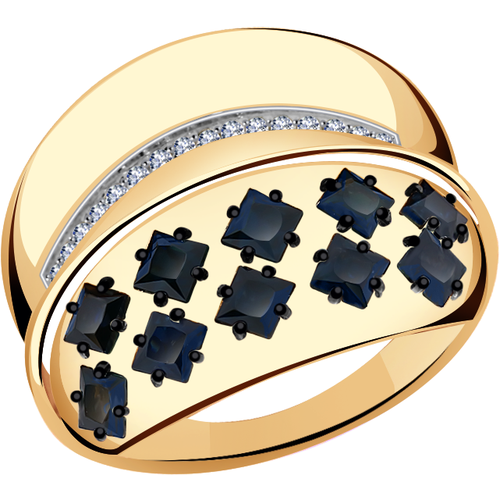 Кольцо Diamant online, золото, 585 проба, бриллиант, сапфир, размер 17.5 кольцо из золота с бриллиантом и сапфиром н 1 1442 1100 размер 17 мм