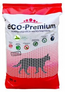 Наполнитель ECO Premium Зеленый чай комкующийся древесный 20.2кг/55л