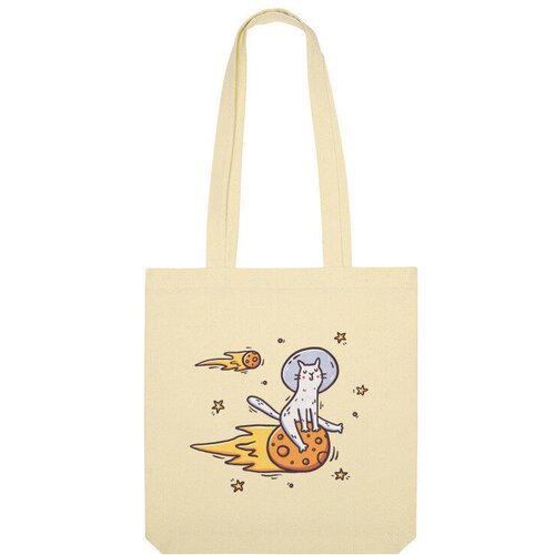 Сумка шоппер Us Basic, бежевый сумка милый кот сатурн космос звезды юмор белый