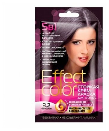 5в1 Стойкая крем-краска для волос Effect Color 50 мл, тон 3.2 баклажан