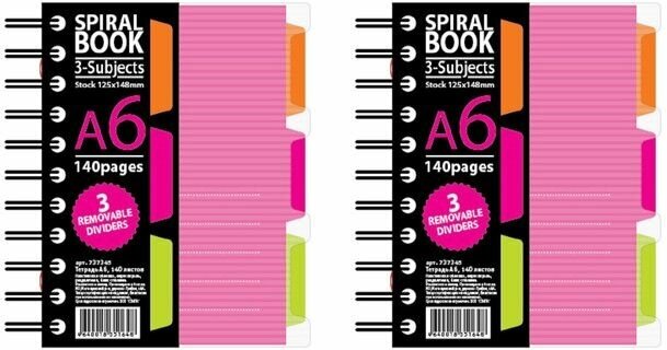 Attache Selection Бизнес-тетрадь Spiral Book, 140 л, клетка, А6, розовый, 2 шт