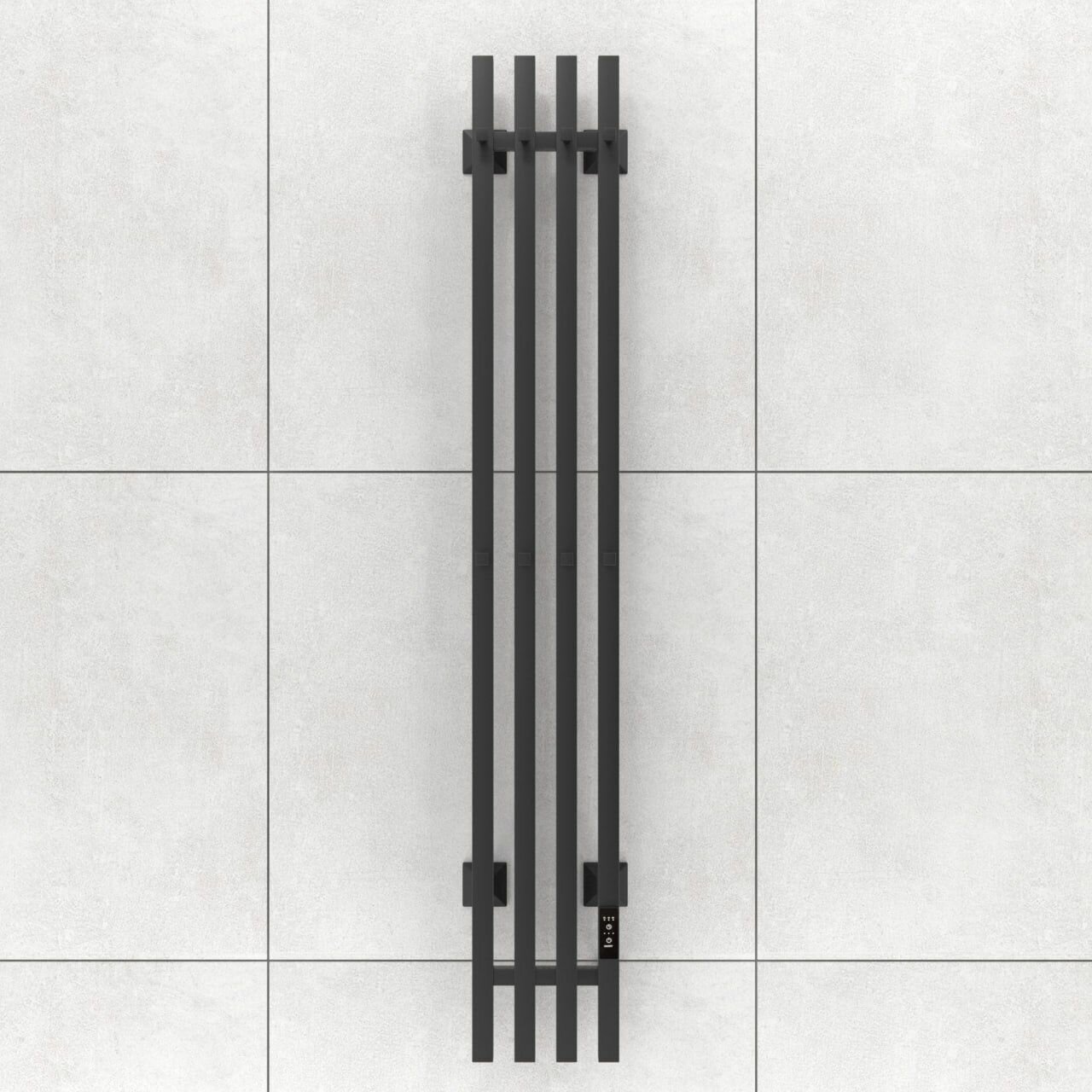 Лофт полотенцесушитель электрический, 8 крючков, 1200х150 мм, 4 секции, черный матовый - фотография № 3