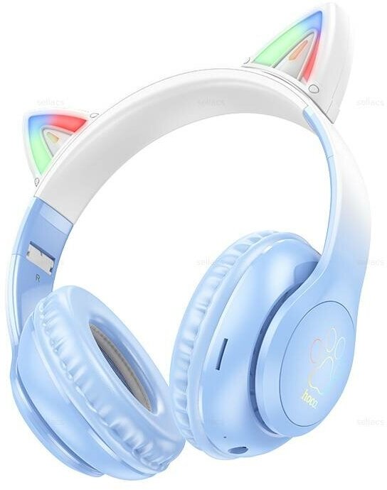 Наушники Bluetooth Кошачьи ушки Hoco W42 Cat ear Crystal blue