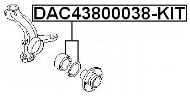 Подшипник ступичный передний ремкомплект Febest DAC43800038-KIT