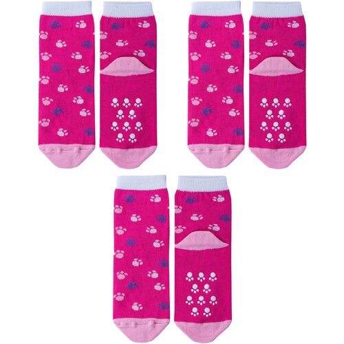 Носки Смоленская Чулочная Фабрика для девочек, нескользящие, 3 пары, размер 12-14, розовый