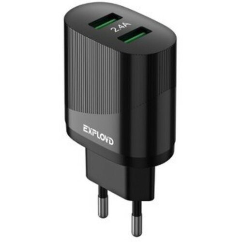 Сетевое зарядное устройство Eхployd Eх-Z-1428, 2 USB, 2.4 А, черное