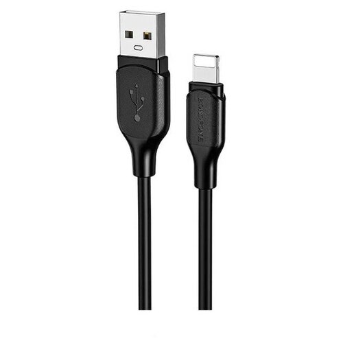 Кабель Borofone BX42, Lightning - USB, 2.4 А, 1 м, TPE оплётка, чёрный borofone кабель borofone bx63 microusb usb 2 4 а 1 м tpe оплётка красный