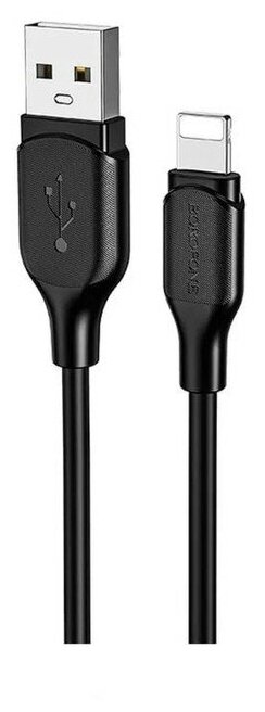 Кабель Borofone Bх42, Lightning - USB, 2.4 А, 1 м, TPE оплётка, чёрный