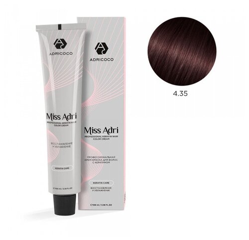 ADRICOCO Miss Adri крем-краска для волос с кератином, 4.35 Коричневый каштановый