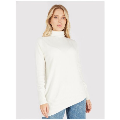 Свитер Lisa Campione, длинный рукав, свободный силуэт, размер 42 EU, белый