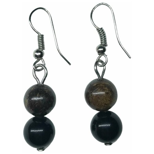 фото Серьги ручной работы «обсидиан» ключ и ворона