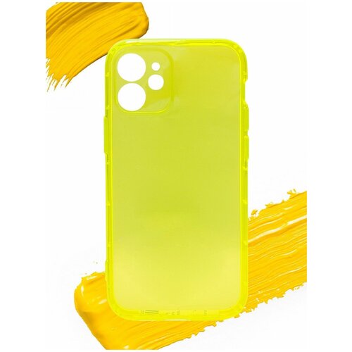 фото Чехол для apple iphone 12 mini / чехол на айфон 12 мини с защитой камеры прозрачный желтый wuw