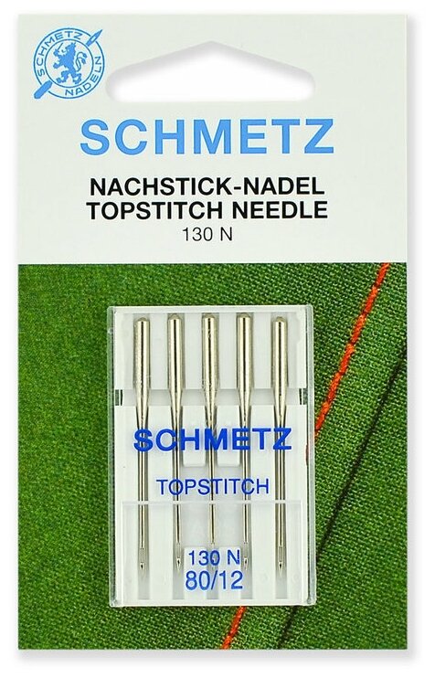 Иглы SCHMETZ 08:90.2.VCS для отстрочки джинсовыми нитями TOP STITCH 130N NM № 80, 5 ШТ