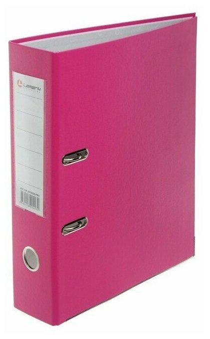 Папка-регистратор А4, 75 мм, Lamark, полипропилен, металлическая окантовка, карман на корешок, собранная, розовая