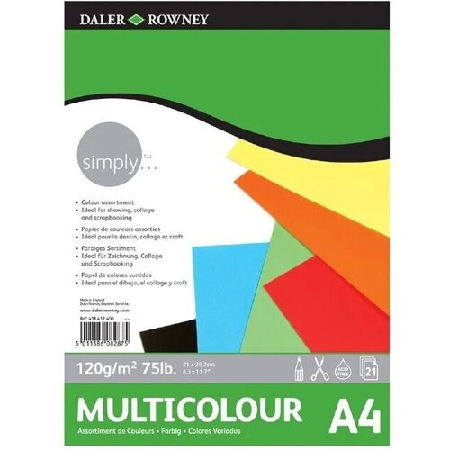 Daler Rowney Альбом цветной бумаги Daler Rowney Simply, 120 г/м2 21 лист А3 набор complete artist 122 предм daler rowney simply кейс 122 предм